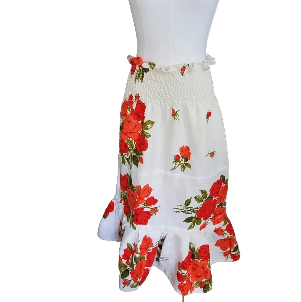 100% linen floral rose skirt - Picture 2 of 2